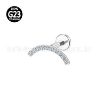 Piercing Labret Titânio Curvo Zircônia Cravejada