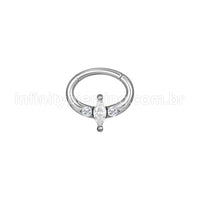 Piercing Argola Oval Aço Cirúrgico Zircônia Cravejada