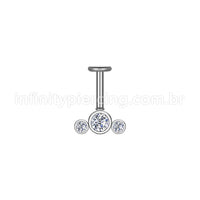 Piercing Labret Invertido Aço Cirúrgico Indiano 3 Zircônia