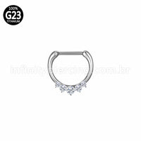 Piercing Meia Argola Titânio Segmento Articulado Detalhes Zircônia