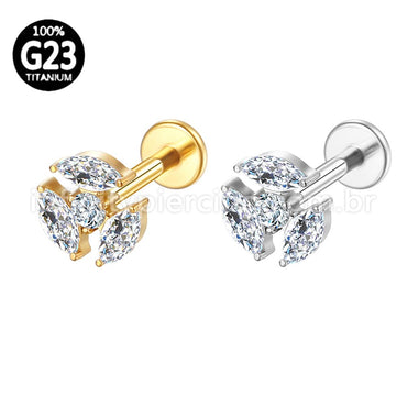 Piercing Labret Titânio Zircônia Cravejada