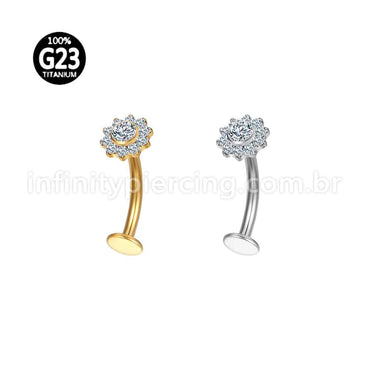 Piercing Banana Floating Titânio Flor Zircônia