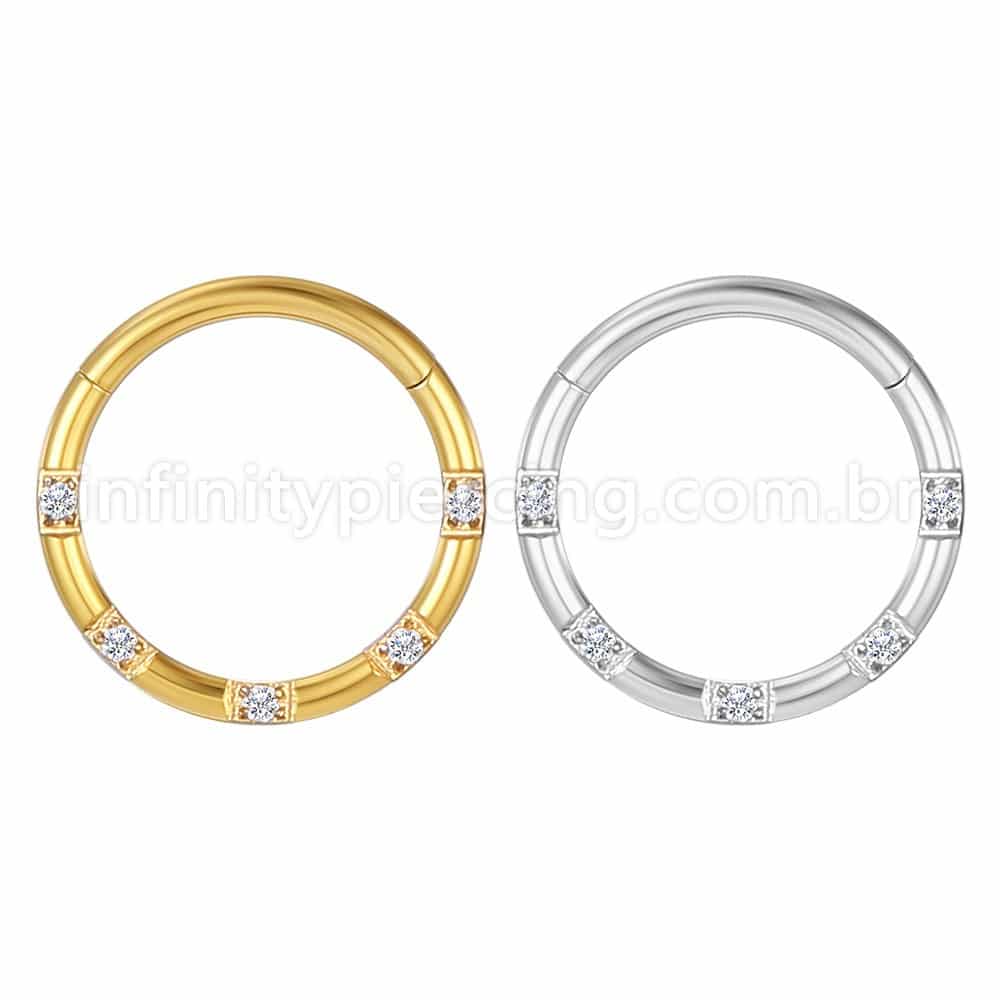 Piercing Argola Aço Cirúrgico Detalhes Zircônia