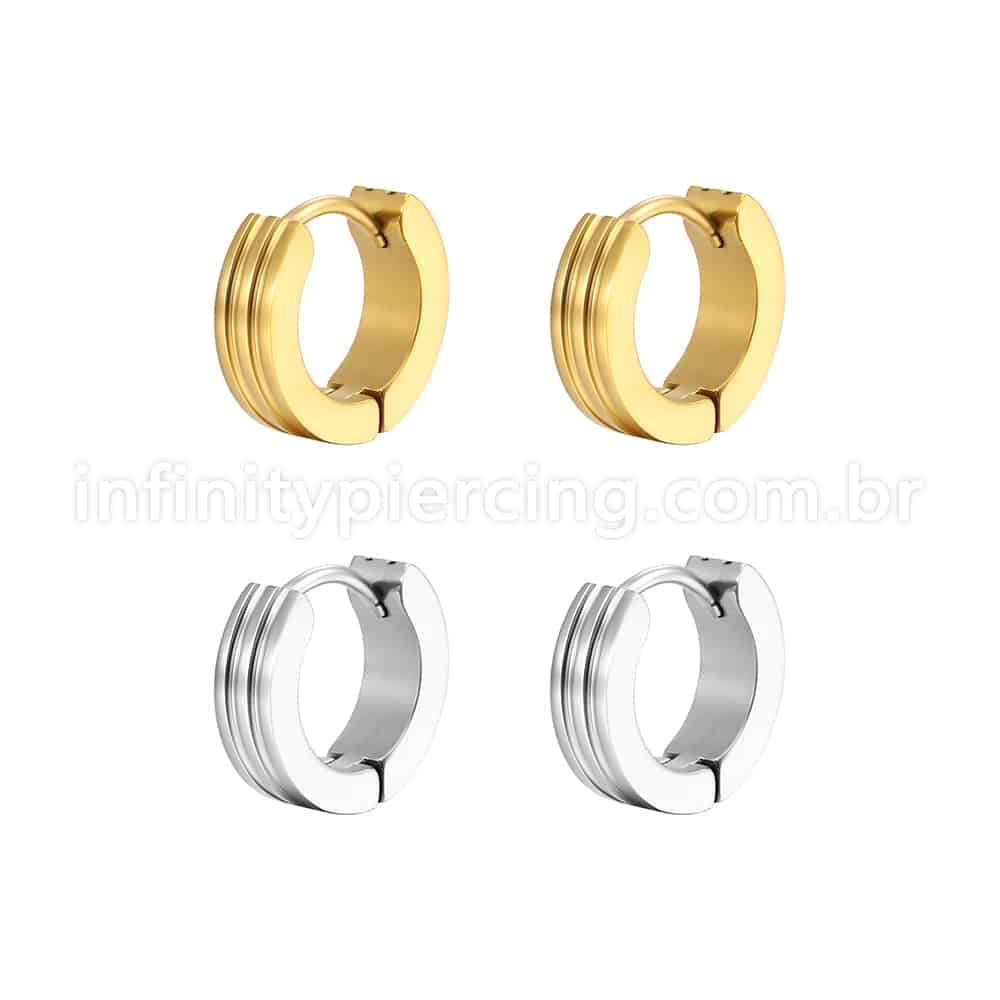 Argola Aço Inoxidável Detalhe 2 Linhas