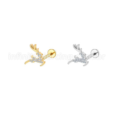 Piercing Labret Aço Cirúrgico Cervo Zircônia