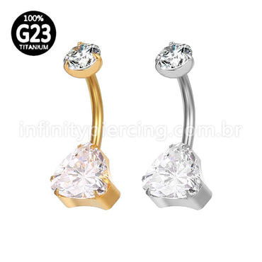 Piercing Banana Titânio 2 Pedras Zircônia