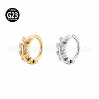 Piercing Argola Titânio Segmento Articulado Folhas Zircônia