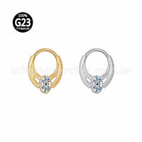 Piercing Argola Titânio Trabalhada / Zircônia