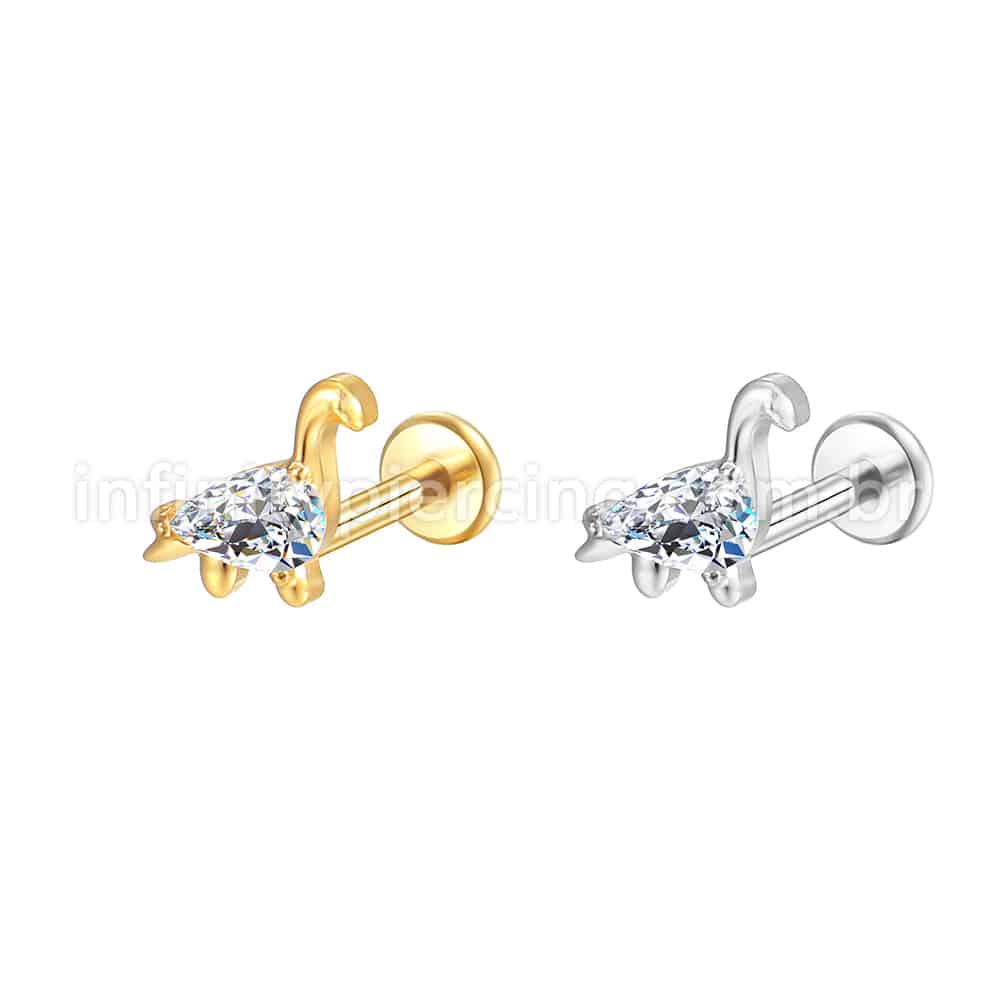Piercing Labret Aço Cirúrgico Dinossauro