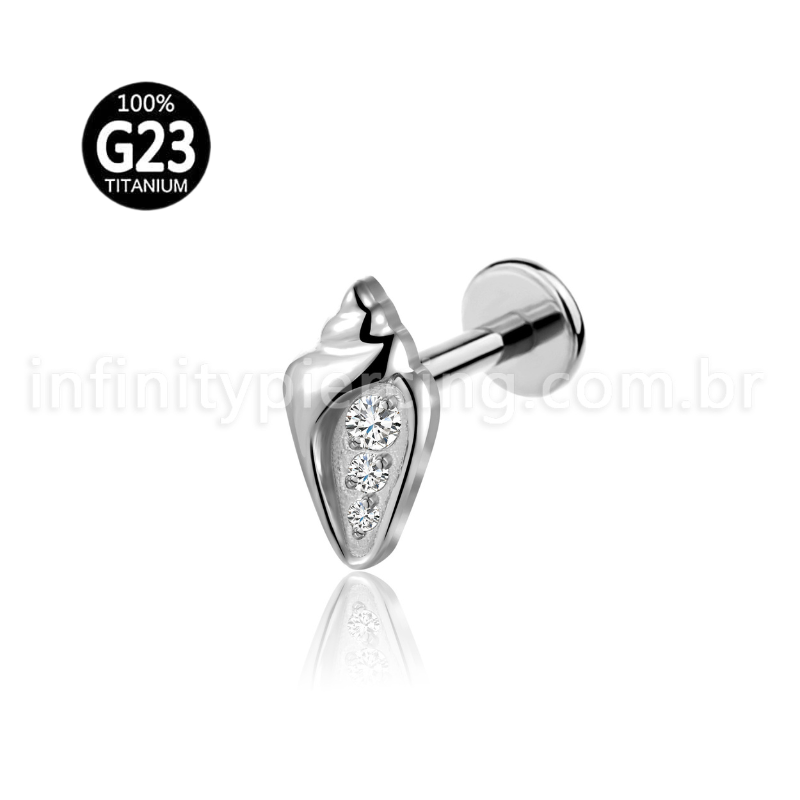 Piercing Labret Titânio Concha Caracol