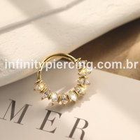 Piercing Argola  Aço Cirúrgico Segmento Articulado Zircônias Oval