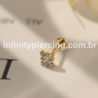 Piercing Labret Aço Cirúrgico 5 Zircônias