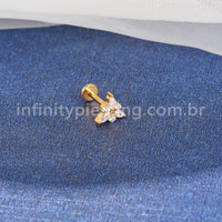Piercing Labret Titânio Triângulo Zircônias Cravejada
