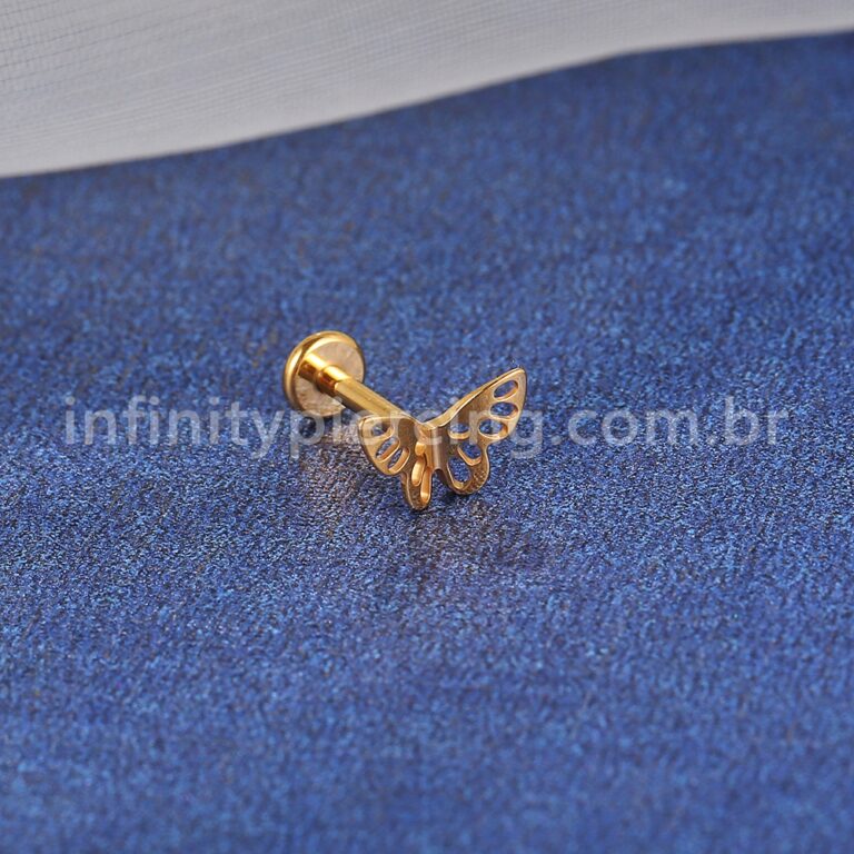 Piercing Labret Titânio Borboleta Vazada