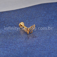 Piercing Labret Titânio Borboleta Vazada