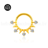 Piercing Argola Titânio Segmento Articulado Zircônia Cravejada Com Spike