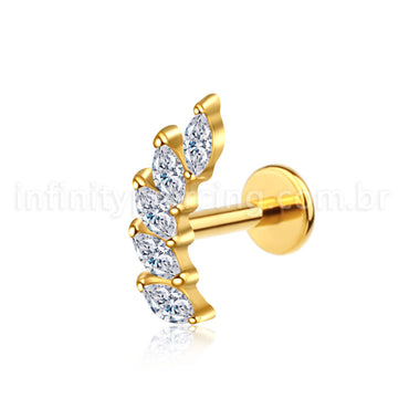 Piercing Labret Aço Cirúgico Cluster 6 Zircônias