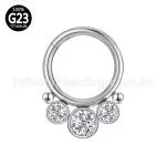 Piercing Argola Segmento Articulado Titânio Indiano Zircônia/Opala