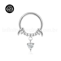 Piercing Argola Titânio Segmento Articulado Presas Com Pingente De Coração