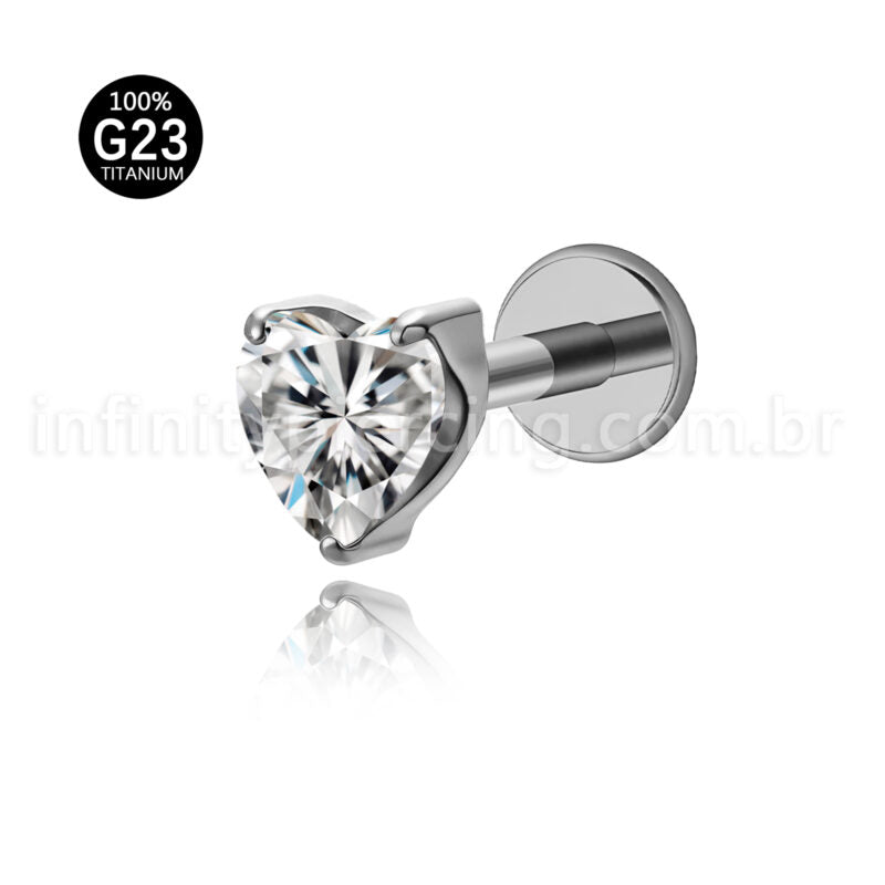 Piercing Labret Titânio Pedra Zircônia