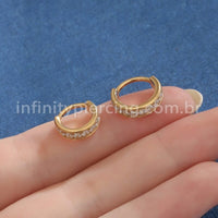 Piercing Argola Segmento Articulado Titânio Zircônia Cravejada