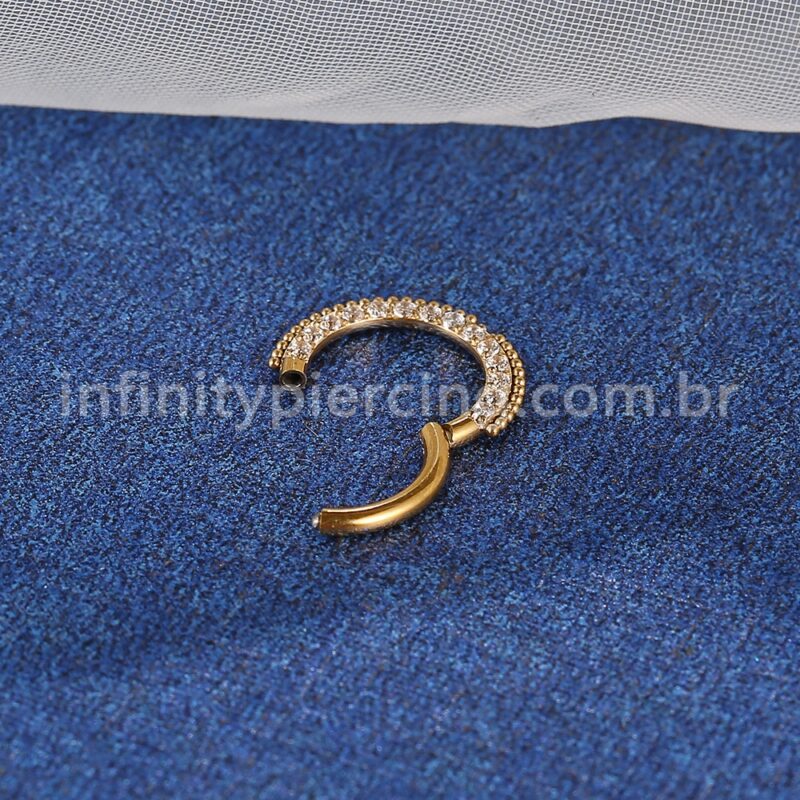 Piercing Argola Segmento Articulado Aço Cirúrgico Indiano Zircônia Lateral