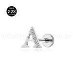 Piercing Labret Titânio Letras Com Zircônia Cravejada