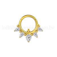 Piercing Argola  Aço Cirúrgico Segmento Articulado Zircônia Oval