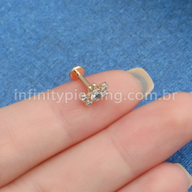 Piercing Labret Aço Cirúrgico Borboleta Zircônia Cravada