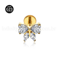 Piercing Labret Titânio Laço Zircônia Cravejada