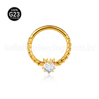 Piercing Argola Titânio Detalhada Com Zircônia Cravejada