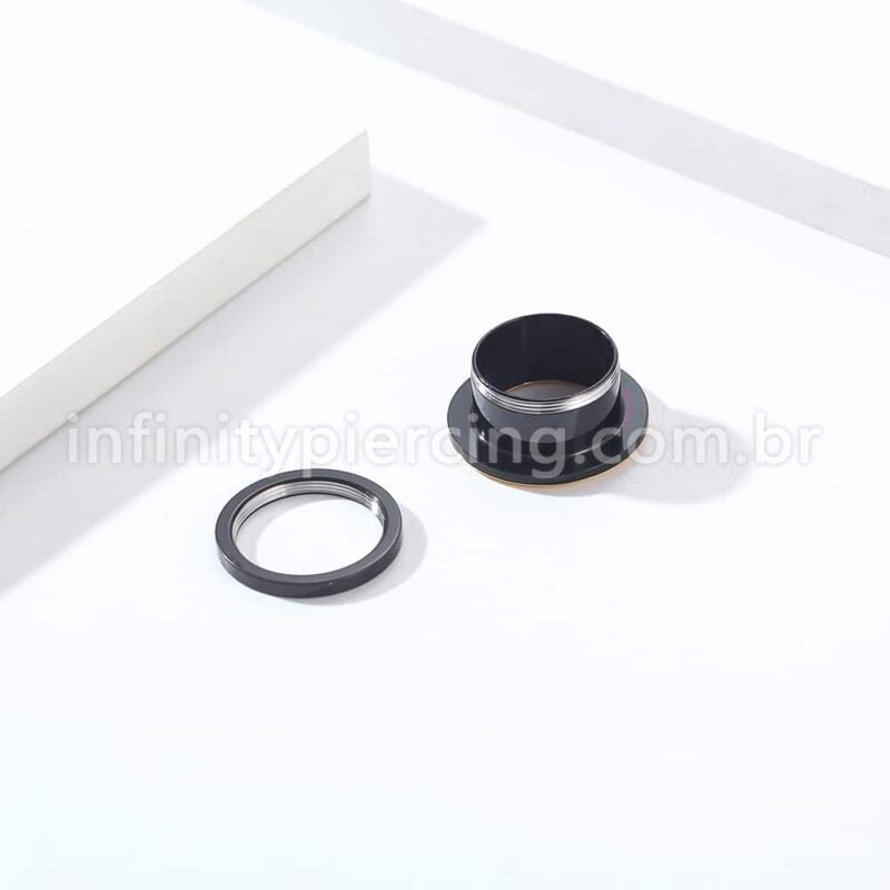 Alargador Aço Cirúrgico Black Com Detalhes Dourado