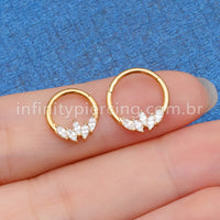 Piercing Argola Aço Cirúrgico Segmento Articulado Zircônia Cravejada