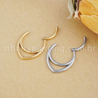 Piercing Argola Modelo V Titânio Segmento Articulado 2 Fileira
