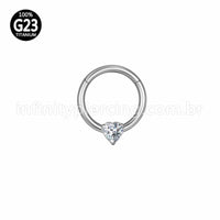 Piercing Argola Titânio Segmento Articulado Uma Zircônia Coração