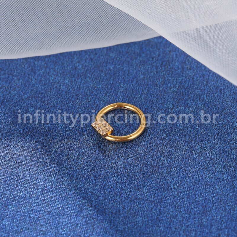 Piercing Argola Titânio Segmento Articulado 6 Zircônias