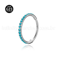 Piercing Argola Segmentada Titânio 1 Fileira Zircônia Cravejada
