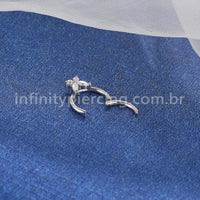Piercing Argola Aço Cirúrgico Segmento Articulado Borboleta Zircônia Cravejada