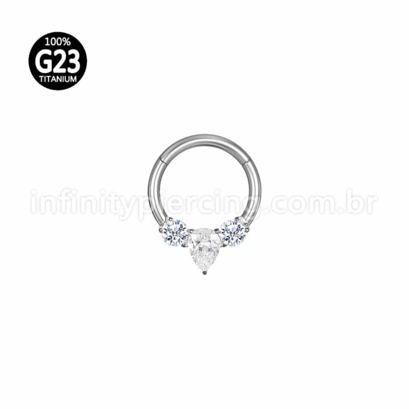 Piercing Argola Titânio Segmento Articulado Zircônia Cravejada