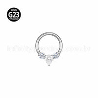 Piercing Argola Titânio Segmento Articulado Zircônia Cravejada