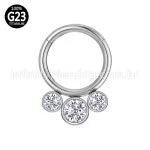 Piercing Argola Segmento Articulado Titânio Indiano Opala/Zircônia