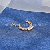 Piercing Argola Segmentada Aço Cirurgico Zircônia 3 Pedras Ovais Com Pontas