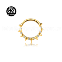 Piercing Argola Titânio Detalhe Zircônia e Spike