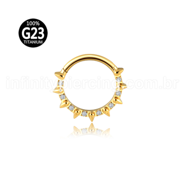 Piercing Argola Titânio Detalhe Zircônia e Spike