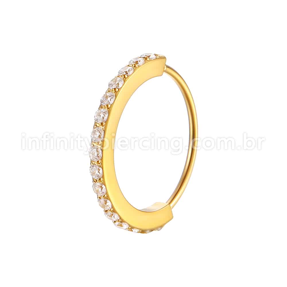 Piercing Argola Aço Cirúrgico Torção 1 Fileira Zircônia Cravejada
