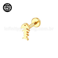 Piercing Labret Titânio Espinha Peixe Liso