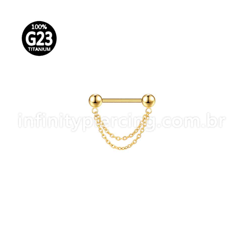Piercing Barbell Titânio  Com Corrente