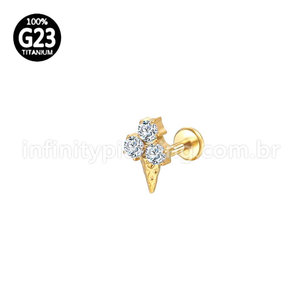 Piercing Labret Titânio Sorvete Com Zircônia
