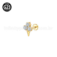 Piercing Labret Titânio Sorvete Com Zircônia