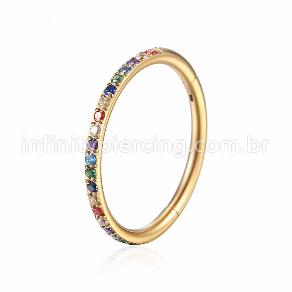 Piercing Argola Segmentada Aço Cirurgico Zircônia Colorida
